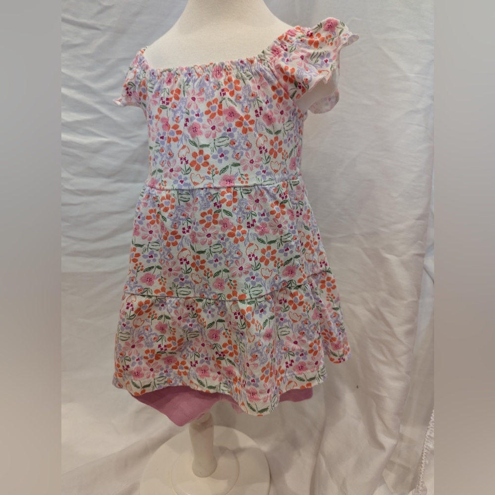 Carter's Floral Puff Sleeve Sundress with Gerber Bike Short (12M)